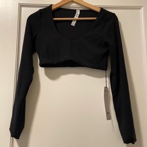 Alo yoga ribbed bra top, black, size M, NWT